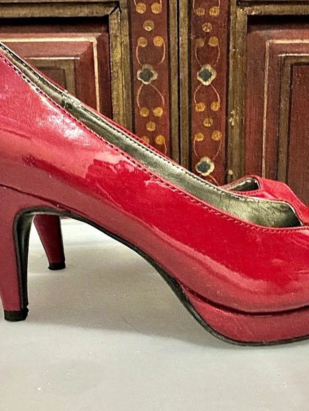 Bandolino Rainaa Peep Toe Platform Pump Heels in Red